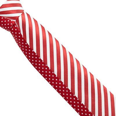 The Collection Pack of two red spotted and striped ties